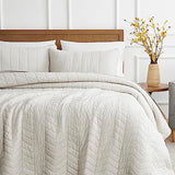 palassio Beige Cotton Quilt Queen Size Bedding Sets with Pillow Shams, White Lightweight Soft Bedspread Coverlet, Tan Cream Quilted Comforter Bed Cover for All Season, 3 Pieces, 90x96 inches palassio