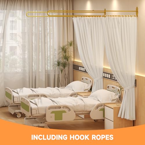 Iukar Privacy Partition Curtains,U-Shaped Rod Room Divider Curtains,Metal Support Wall Mounted Privacy Curtains with Flat Hooks for Fitting Room Beauty Salon Bedroom,7.54ft(White) lukar