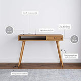 Nathan James Parker Modern Home Office Writing, Computer or Laptop Desk with Open Storage Cubby and Small Drawer, Walnut Nathan James