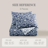 BLOOMHAVEN Quilt Set Queen Size, Oxford Blue Floral Quilt Sets, Reversible Bedspread Lightweight and Breathable for All Seasons, Soft Quilted Bedspread with 2 Pillow Shams BLOOMHAVEN