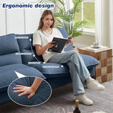 Chireca 72" Futon Sofa Bed, Convertible Futon Couch with Adjustable Backrest, Modern Corduroy Sleeper Sofa for Small Spaces, Living Room, Office, Blue Chireca