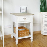 Kinfant Farmhouse End Tables Nightstands White Set of 2 - Rustic Wooden Nightstands Set for Bedroom, Living Room Set of 2, White Kinfant