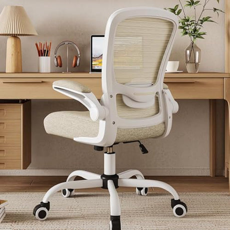 Mimoglad Home Office Chair, High Back Desk Chair, Ergonomic Mesh Computer Chair with Adjustable Lumbar Support and Thickened Seat Cushion (Modern, Beige) Mimoglad