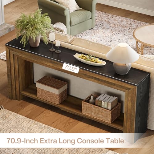 Tribesigns 70.9-Inch Long Console Table, Farmhouse Narrow Wooden Sofa Table with Storage, 2-Tier Behind The Couch for Living Room, Entryway, Hallway, Foye Tribesigns