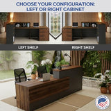 OfficeSimpli L Shaped Reception Desk with Counter - 78.5x40.5x42 Inch - Made in USA, Ship Mostly Assembled, Front Desk Reception Counter for Office, Lobby, Beauty Counter and Salon - California Walnut OfficeSimpliUS