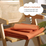 JSD Burnt Orange Duvet Cover Set Twin Size, 2 Piece Microfiber Kids Duvet Cover with Pillow Sham, Zipper Closure, Comforter Not Included JSD