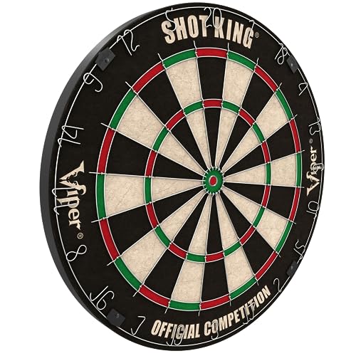 Viper by GLD Products Shot King Regulation Bristle Steel Tip Dartboard Set with Bullseye Metal Radial Spider Wire Compressed Sisal Board with Rotating Number Ring Includes 6 Darts Black Viper