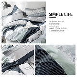 VM VOUGEMARKET Striped Bedding Duvet Cover Set King,3 Pieces Gray Blue Duvet Cover Sets,100% Cotton Modern Simple Comforter Cover with Zipper-King,Martin VM VOUGEMARKET