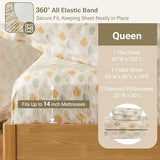 True North by Sleep Philosophy Flannel Sheets Queen Size, Cozy 100% Cotton Flannel Bed Sheets, Ultra Soft Cute Sheet Set, Novelty Print Themed Cold Weather Warm Bedding Set,Multi Leaves 4 Piece Sleep Philosophy