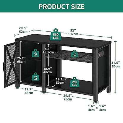 YITAHOME Heavy Duty 55-75 Gallon Aquarium Stand with Power Outlets, Cabinet for Fish Tank Accessories Storage - Metal Fish Tank Stand Suitable for Fish Tank, Turtle Tank, 880LBS Capacity, Black