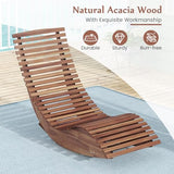 Giantex Outdoor Chaise Lounge Chair - Set of 2 Acacia Wood Outdoor Lounger, Patio Lounge Chair with Slatted Design, Rocking Chair, Patio Rocker for Sunbathing, Poolside, Beach Lounge Chairs