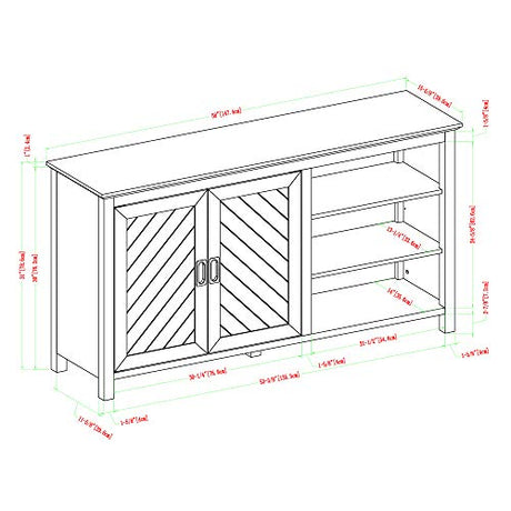 Walker Edison Modern Wood Grooved Buffet Sideboard with Open Storage-Entryway Serving Storage Cabinet Doors-Dining Room Console, 58 Inch, Birch Walker Edison