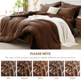 MUXHOMO 7 Pieces Queen Comforter Set, Soft Bed in a Bag Queen Size, All Season Bedding Set with Comforter, Flat Sheet, Fitted Sheet, Pillowcases & Shams, Brown MUXHOMO