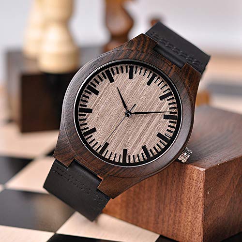 BOBO BIRD Mens Customized Engraved Wooden Watches Quartz Casual Wristwatches for Men Husband Boyfriend Dad Son Family Friends Personalized Gift (for dad from Daughter 2) - WoodArtSupply