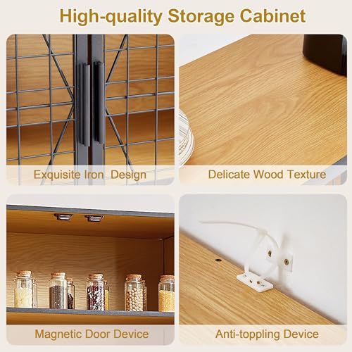 VECELO 72in Tall Kitchen Pantry Cabinet with Doors and Shelves, Large Freestanding Storage Cupboard with Countertop Hutch for, Oak VECELO