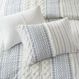 INK+IVY 100% Cotton Duvet Mid Century Modern Design, All Season Comforter Cover Bedding Set, Matching Shams, Full/Queen, Imani Chenille Navy INK+IVY