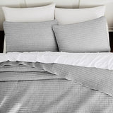 WDCOZY Grey Pick Stitch Twin Size Quilt Set, Striped Channel Lightweight Soft All Season Bedspread, Bamboo Linen Like Textured Coverlet, Farmhouse Country Rustic Bedding, Thin Comforter WDCOZY