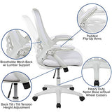 Flash Furniture Porter High-Back Swivel Office Chair with Adjustable Lumbar Support and Height, Ergonomic Mesh Desk Chair with Flip-Up Armrests, White Flash Furniture