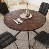 HIPIHOM 45.3 Inch Round Dining Table Set for 4, Mid Century Modern MDF Coffee Set for Dining Room Kitchen Apartment (Dark Walnut Table + 4 U-Shaped Black Chairs) HIPIHOM