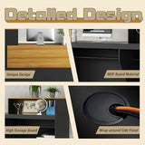 85.8 inches Reception Desk with Counter Modern Front Table Checkout Counter Table Retail Counter for Reception Room,Salon,Office,Store,Shop,Clinic,Lobbies,Retail,Home,Black and Natural