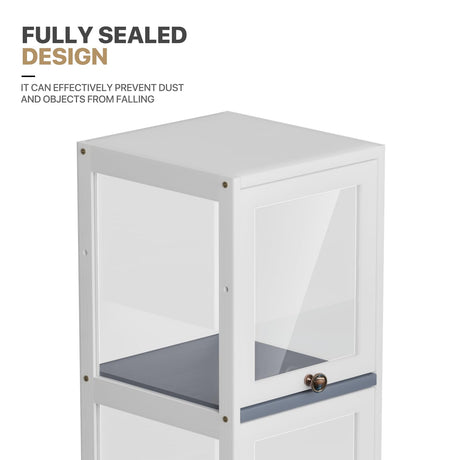 MoNiBloom 60" Tall Slim Narrow Clear Display Cabinet with Acrylic Door Curio Cabinet Display Case Corner Shelves Collection Display Case, White MoNiBloom