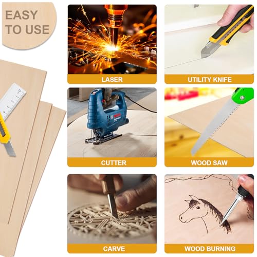 30 Pack Basswood Sheets 12x12x1/12 Inch, Plywood Sheet Unfinished Wood Boards Blanks for Laser Cutting, Engraving, Burning, Crafts Ecurfu