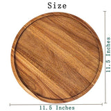 11.5 Inches Candle Holder Tray Home Decor, Round Wood Tray for Coffee Table, Small Wooden Serving Tray, Decorative Trays for Home Decor GENRICE