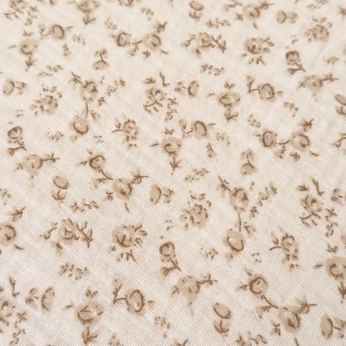 BuLuTu Soft Cotton Muslin Duvet Cover Girls Kids Floral Duvet Cover Beige Crib Bedding Comforter Cover Quilt Cover, 47"x59", Camellia Print (Pillowcases Not Included) BuLuTu