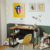 CubiCubi 40 Inch Small L Shaped Computer Desk with Storage Shelves Home Office Corner Desk Study Writing Table, Deep Brown CubiCubi