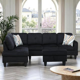 Trygoal L Shaped Couch Sectional Couches with Chaise and Storage Ottoman, 3 Pieces Modular Convertible Sofa for Living Room Furniture Sets and Small Apartment, Black Trygoal