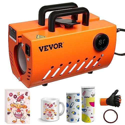 VEVOR Mug Heat Press, 30oz Tumbler Heat Press Machine, Sublimation Transfer 11-15oz 16-25oz 30oz Straight Skinny Tumblers, Cup Heat Press with Heat-Resist Gloves & Tape, DIY Ceramic Mugs Cups Glasses VEVOR