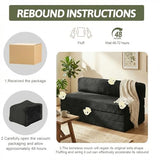 NLDD 5-in-1 Convertible Sofa Bed, Boneless Couch Loveseat Sleeper with Removable Cushions & Washable Cover, Futon Sofa Bed with Handle, Pull Out Couch for Small Spaces, Full Size, Black NLDD