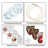 Louise Maelys 3 Set Animal Embroidery Kits for Beginners with Autumn Squirrel Hedgehog Fox Pattern,Adults Starter Cross Stitch Kit DIY Needlepoint