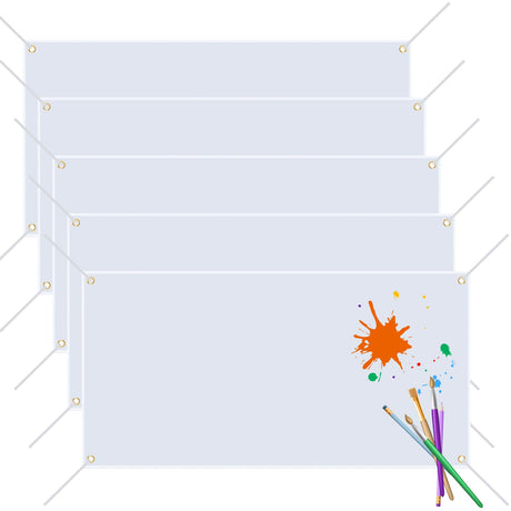 5 PCS Blank Banners Sign to Decorate, Large Blank Sublimation Vinyl Banner Signs with Hanging Ropes, 2 X 4 Ft DIY Blank Vinyl Banners for Halloween, Christmas, School, Birthday, Party Indoor Outdoor Decor GCTWFYK