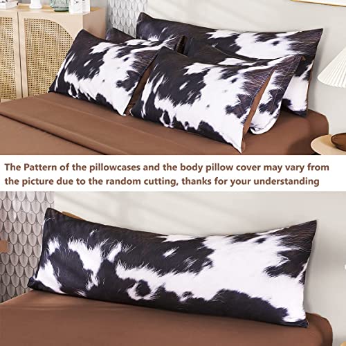 SUCSES King Size Comforter Set 8 Pieces Western Farmhouse Style Bedding Set Highland Rustic Cow Fur Print Bed in A Bag Comforter Set with Sheets (Cow Fur Pattern, King) SUCSES