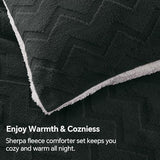 BEDELITE Fluffy Twin Comforter Set - Super Soft Sherpa Black Comforter for Twin Size Bed, Luxury Warm Bedding Set for Winter, Fuzzy Bed Set 2 Piece (1 Comforter, 1 Pillowcase) BEDELITE