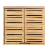HYNAWIN Bamboo 2 Tier Bathroom Wall Cabinet with Adjustable Shelf, Double Door Cabinet for Bathroom, Living Room (20.28'' Height) HYNAWIN