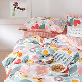 Floral Duvet Cover Twin, 100% Cotton 3 pcs Twin Flower Bedding Set, Garden Reversible Duvet Cover, with Zipper Closure, Breathable (No Comforter) CottonLife