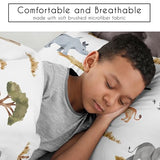 Sweet Jojo Designs Jungle Animals Boy Girl 3pc Full/Queen Bedding Comforter Set Hunter Green Yellow Grey Rust Orange Black White Wildlife Safari Animal Elephant Giraffe Lion Monkey Leopard Cheetah Sweet Jojo Designs