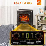 HOMCOM 22" Electric Fireplace Heater, Freestanding Fire Place Stove with Realistic LED Flames and Logs, and Overheating Protection, 725W/1450W, Black HOMCOM