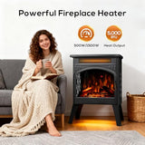 ZAFRO 21" Freestanding Electric Fireplace with Remote, Fireplace Space Heater with Adjustable Flame Color and Brightness, Thermostat/Sleep Mode/Overheat Protection for Bedroom, Living Room(Black) ZAFRO