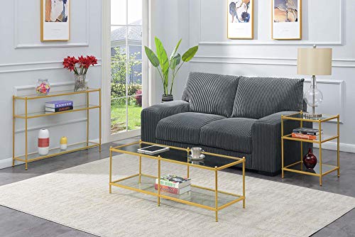 Convenience Concepts Royal Crest Glass Console Hall Table 42" - 3 Tier Modern, Contemporary Narrow Display Accent with Storage Shelves for Living Room, Entryway, Hallway, & Bedroom, Gold Convenience Concepts