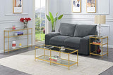 Convenience Concepts Royal Crest Glass Console Hall Table 42" - 3 Tier Modern, Contemporary Narrow Display Accent with Storage Shelves for Living Room, Entryway, Hallway, & Bedroom, Gold Convenience Concepts
