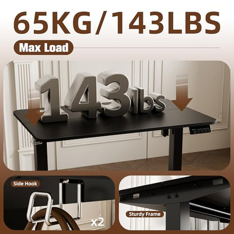ERGOMAKER 35" Electric Standing Desk, Height Adjustable, Sit Stand Up Desk for Home Office & Computer Workstations, Memory Controller, Black ERGOMAKER