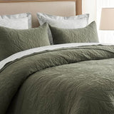 EVERGRACE 100% Cotton Paisley Quilt Set, Queen Size 3 Piece Set – Prewashed Lightweight Bedspread with 2 Shams, Soft & Breathable Coverlet for All-Season Comfort, Olive Green EVERGRACEHOME