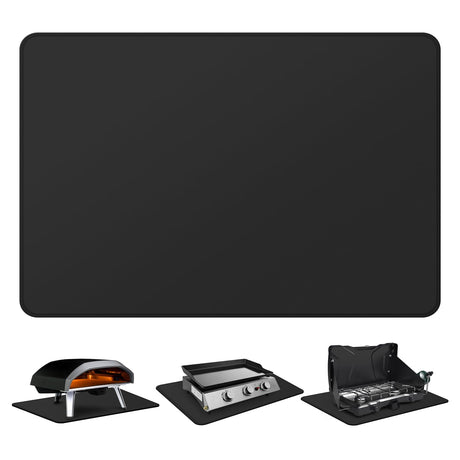 FLASLD Fireproof & Waterproof Under Blackstone Griddle BBQ Mat, Protect Your Prep Table and Outdoor Grill Table - Heat Resistant Grill Table Mat (Black,16 x 24in) FLASLD