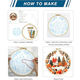 Zhenqing Autumn Cottage Squirrel Embroidery Kit for Beginners - 29x29cm Printed Fabric with Hoop & Full Tools (C0058)