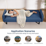 AMICLIBER Futon Sofa Bed,75.8" Linen Fabric Comfy Futon Couch Bed,3 Seater Convertible Sleeper Sofa with Adjustable Backrests,Modern Folding Loveseat for Living Room,Office,Apartment,Bedroom,Blue AMICLIBER