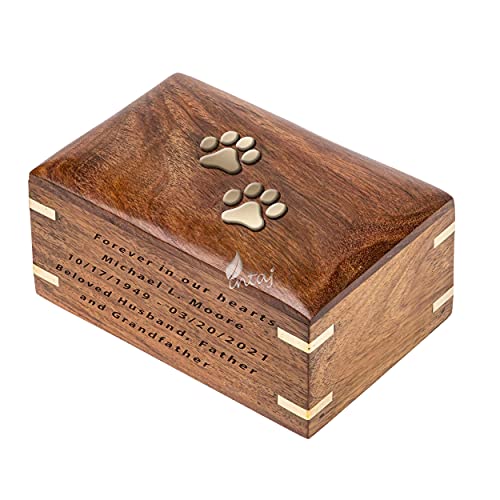 INTAJ Handmade Rosewood Pet Urns for Dogs Ashes, Personalized Wooden Urn for Ashes Handcrafted Urns for Dogs Cats Pets Ashes Memorial Keepsake - WoodArtSupply