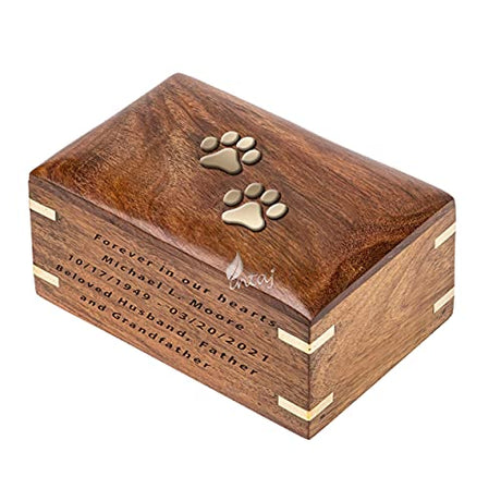 INTAJ Handmade Rosewood Pet Urns for Dogs Ashes, Personalized Wooden Urn for Ashes Handcrafted Urns for Dogs Cats Pets Ashes Memorial Keepsake INTAJ
